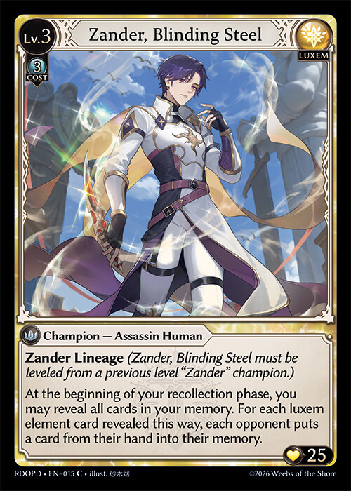 Zander, Blinding Steel